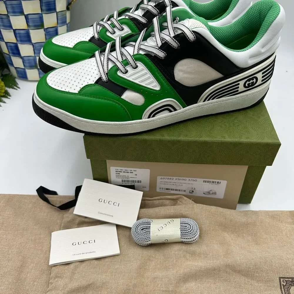 Men’s Gucci demetra leather basket sneakers size 13 made in Italy